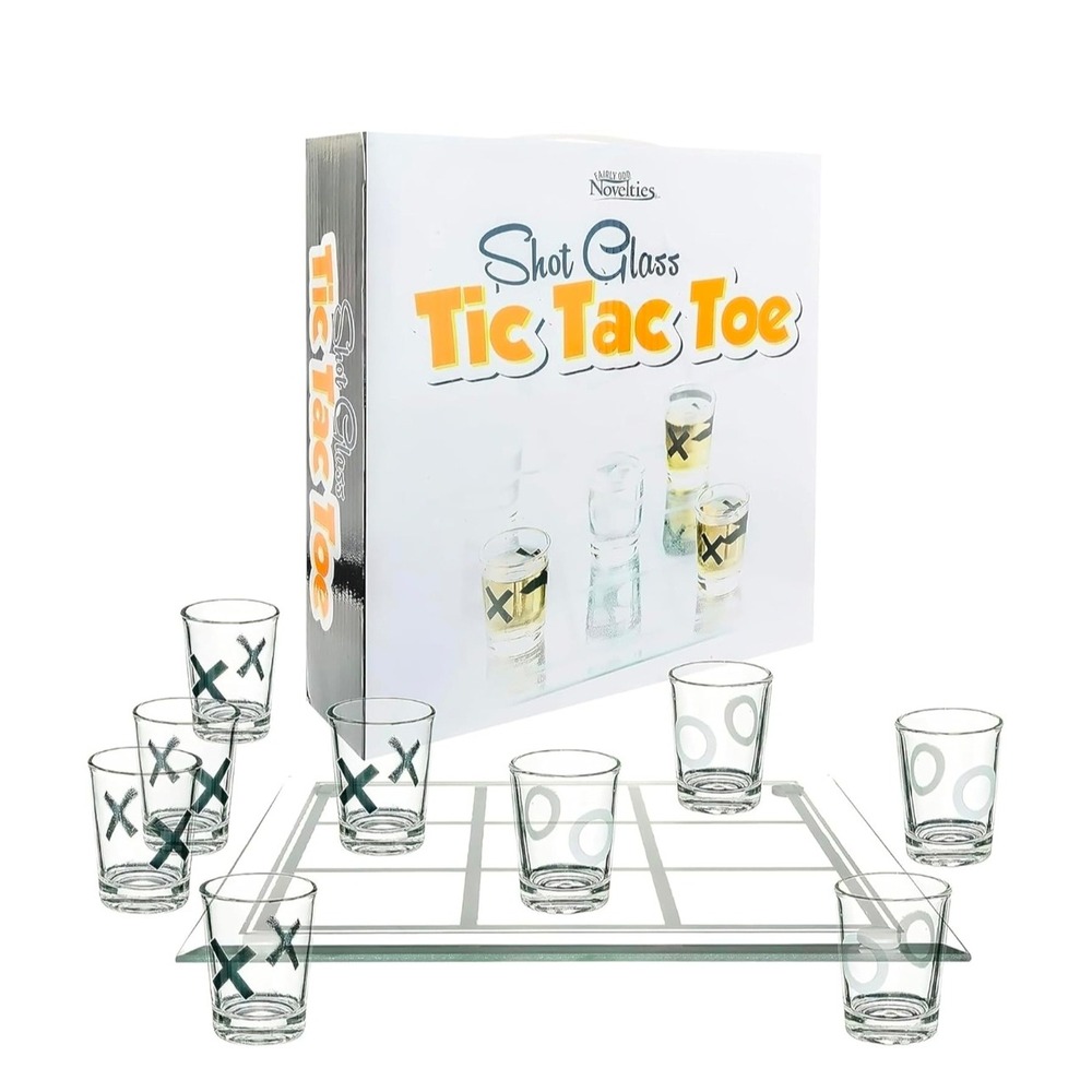 Fairly‎ Odd Novelties Shot Glass Tic Tac Toe Drinking Game Set with Glass Board